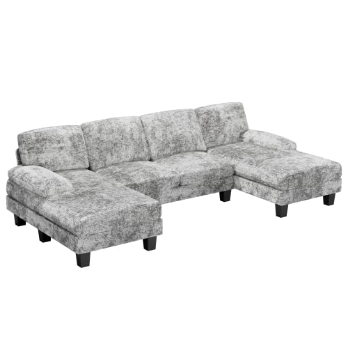 Flamaker U-Shaped Convertible Sectional Sofa - Grey