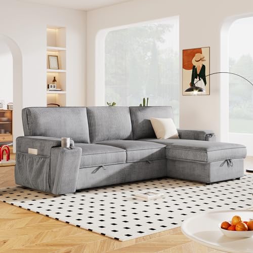 LUMISOL 96" Convertible L-Shaped Sleeper Sofa