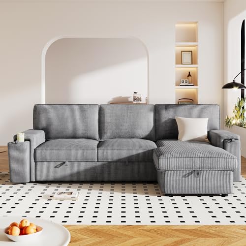 LUMISOL 96" Convertible L-Shaped Sleeper Sofa