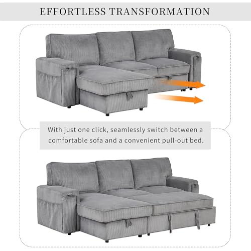 LUMISOL 96" Convertible L-Shaped Sleeper Sofa