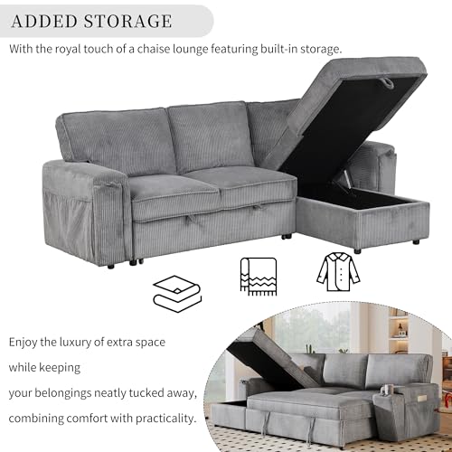 LUMISOL 96" Convertible L-Shaped Sleeper Sofa