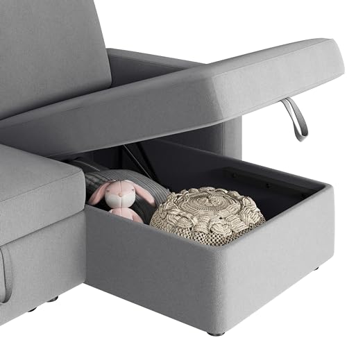 Light Gray L-Shaped Sectional Sofa with Chaise