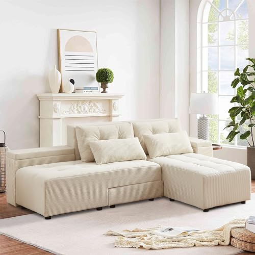ATUMON Convertible Oversized Corduroy Sleeper Sofa