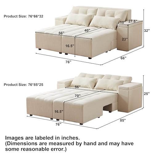 ATUMON Convertible Oversized Corduroy Sleeper Sofa