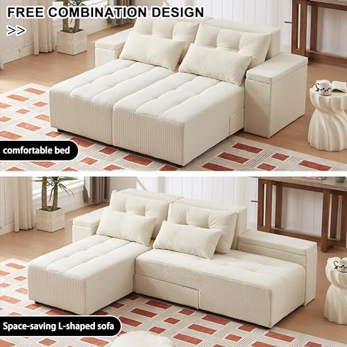 ATUMON Convertible Oversized Corduroy Sleeper Sofa