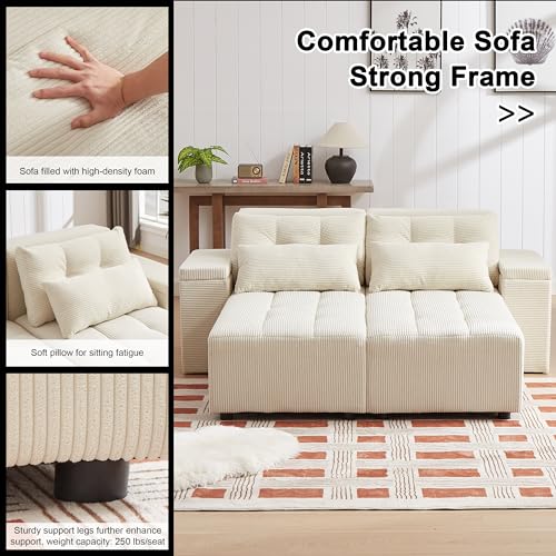 ATUMON Convertible Oversized Corduroy Sleeper Sofa