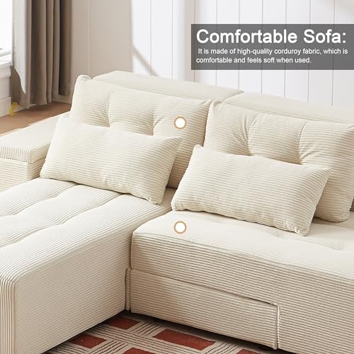 ATUMON Convertible Oversized Corduroy Sleeper Sofa