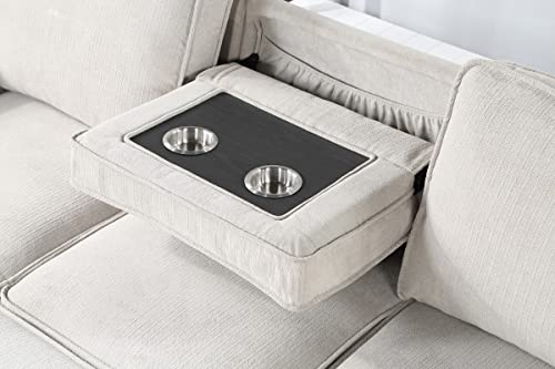 Estelle Beige Fabric Sleeper Sectional with Storage Chaise