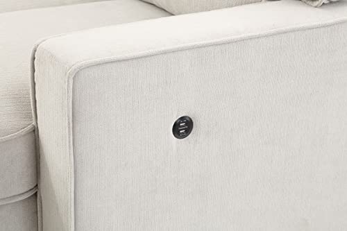 Estelle Beige Fabric Sleeper Sectional with Storage Chaise