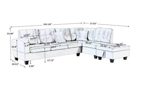 Modern Reversible Sleeper Sectional Sofa with Ottomans