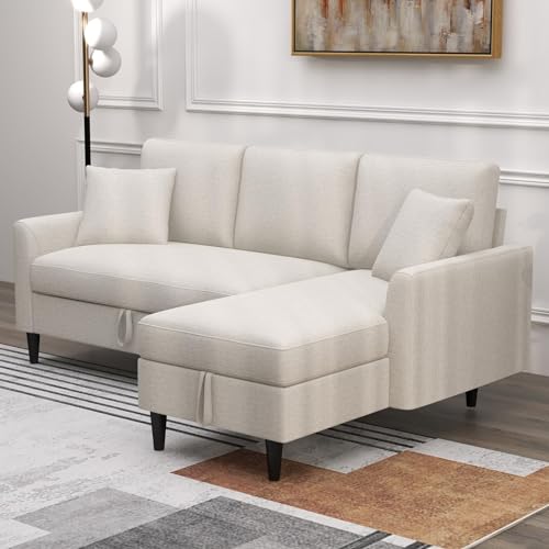 Convertible Sleeper Sofa Bed with Chaise and Pillows
