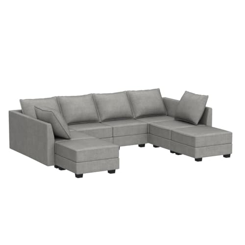 Grey U Shape Modular Sectional Sofa with Storage