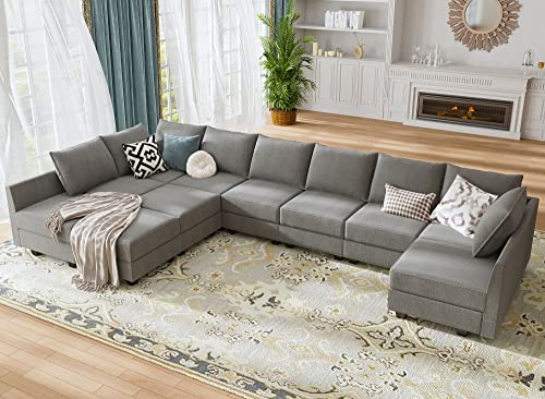 HONBAY Grey U-Shaped Modular Sectional Sofa