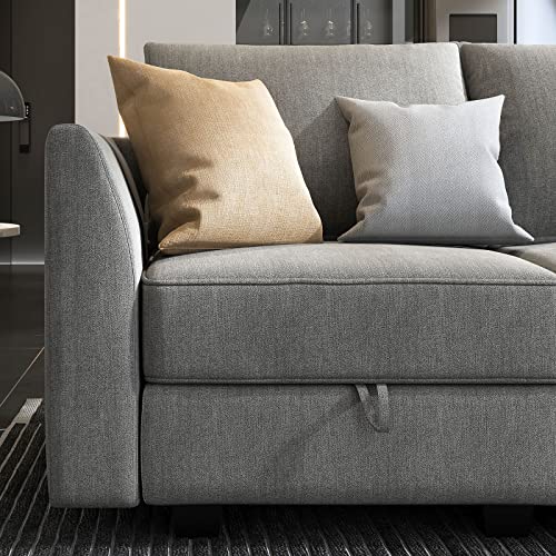 HONBAY Grey U-Shaped Modular Sectional Sofa