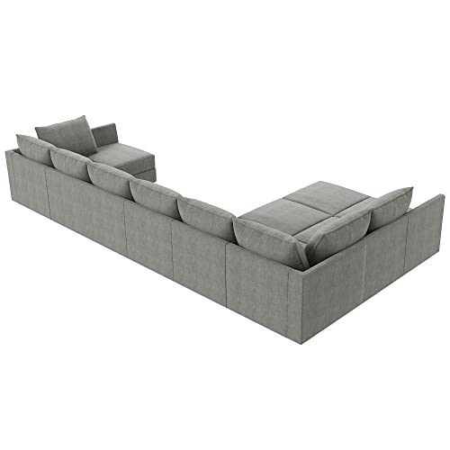 HONBAY Grey U-Shaped Modular Sectional Sofa