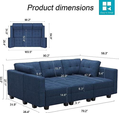 Belffin Modular Sleeper Sectional Sofa with Storage