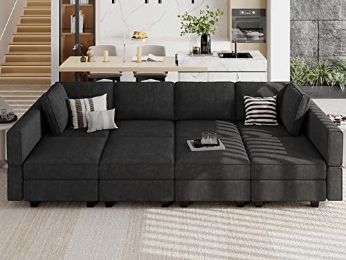 Belffin Black Modular Convertible Sleeper Sectional Sofa