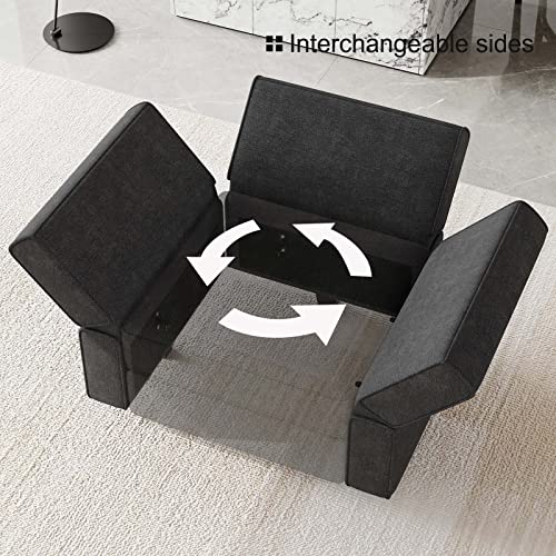 Belffin Black Modular Convertible Sleeper Sectional Sofa