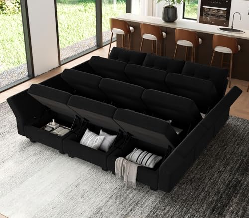 Belffin Oversized Modular Velvet Sofa Bed with Ottomans