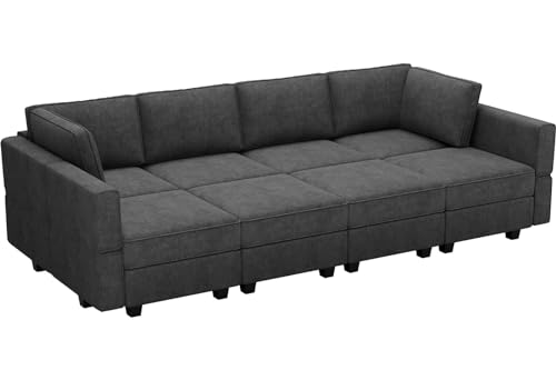 Belffin Black Modular Convertible Sleeper Sectional Sofa