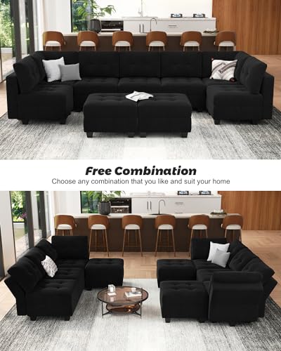Belffin Oversized Modular Velvet Sofa Bed with Ottomans