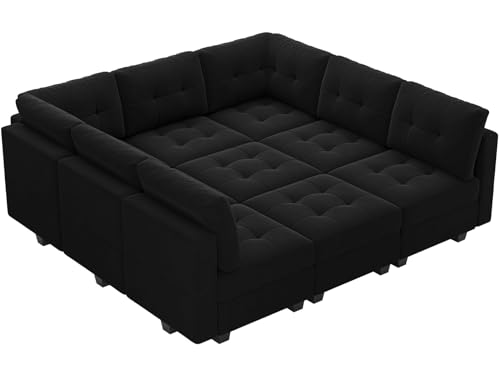 Belffin Oversized Modular Velvet Sofa Bed with Ottomans
