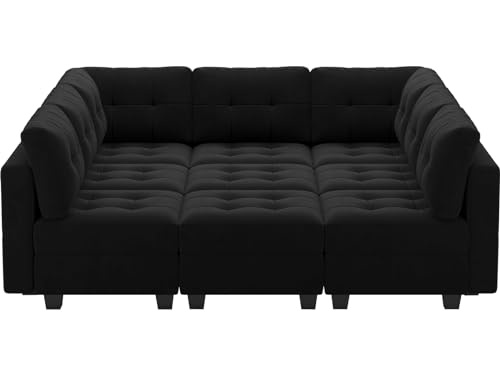 Belffin Oversized Modular Velvet Sofa Bed with Ottomans