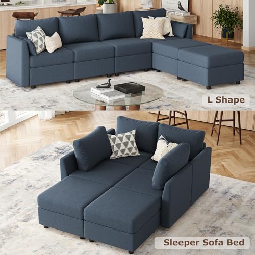 Dark Gray U-Shaped Modular Sofa with Chaise Lounge