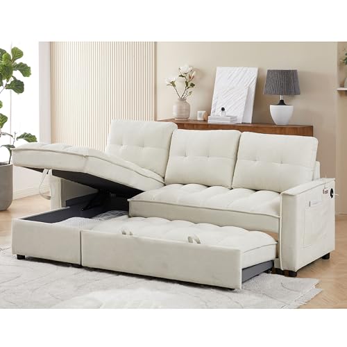 78.75" L-Shaped Sleeper Sectional Sofa with Storage