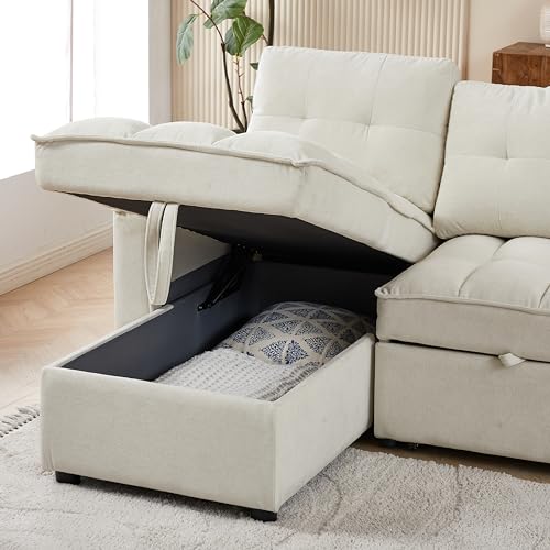 78.75" L-Shaped Sleeper Sectional Sofa with Storage