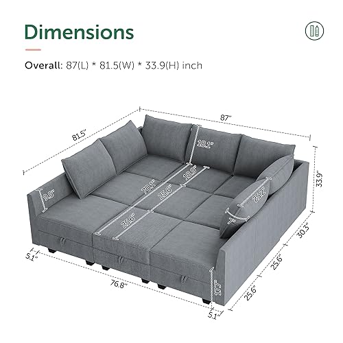 HONBAY U-Shaped Modular Sectional Sofa Set