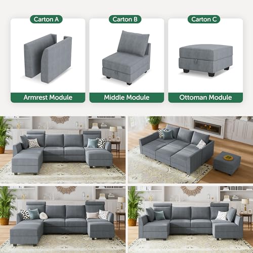 HONBAY U-Shaped Modular Sectional Sofa Set
