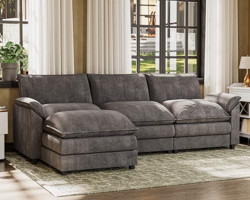 Modern 4-Seat Modular Sectional Sofa in Gray