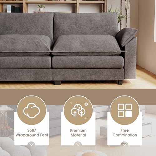 Modern 4-Seat Modular Sectional Sofa in Gray