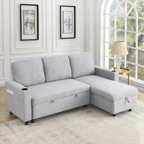 Light Grey L-Shaped Modular Sofa with Chaise