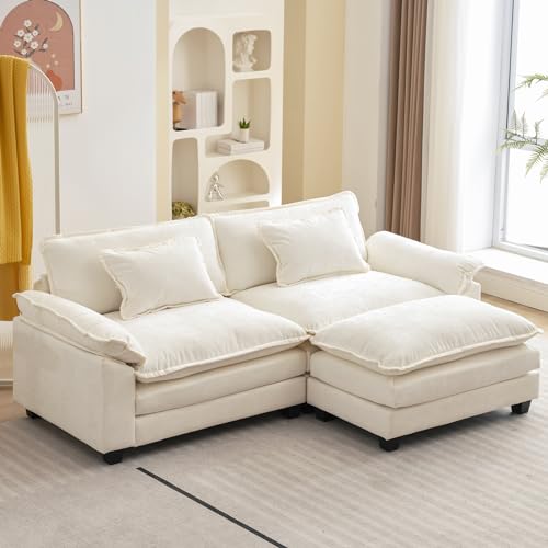 Comfy Modern Sectional Sofa with Pillows & Ottoman