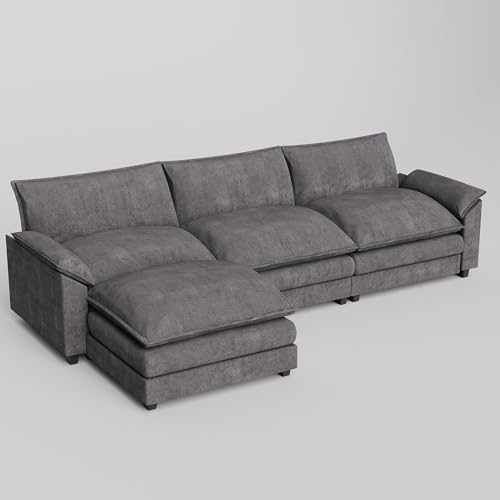 Modern 4-Seat Modular Sectional Sofa in Gray