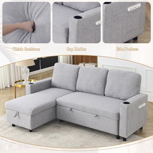 Light Grey L-Shaped Modular Sofa with Chaise