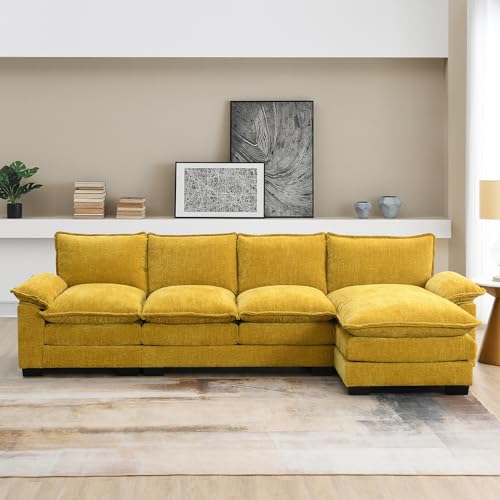 KIVENJAJA 118” Yellow Chenille Modular Sectional Sofa