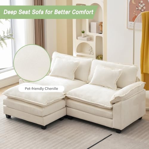 Comfy Modern Sectional Sofa with Pillows & Ottoman