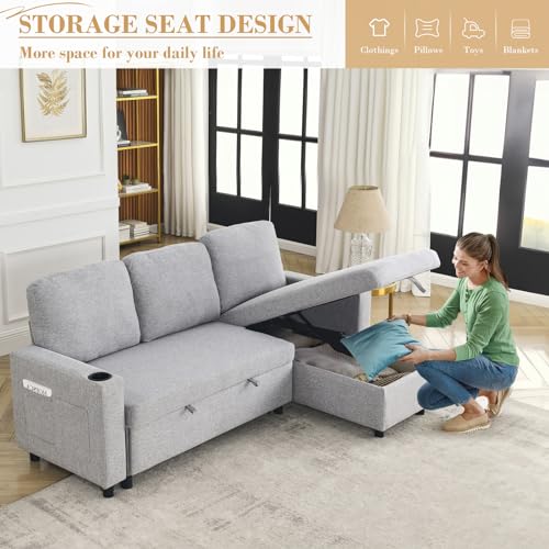 Light Grey L-Shaped Modular Sofa with Chaise
