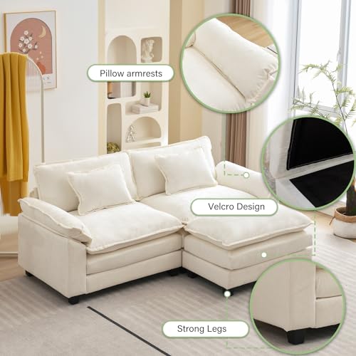 Comfy Modern Sectional Sofa with Pillows & Ottoman