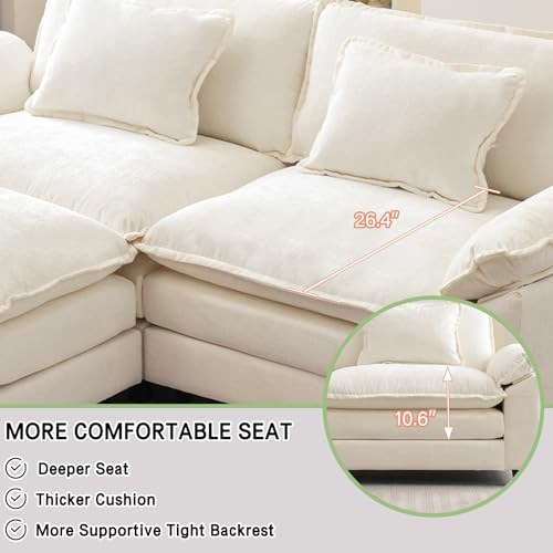 Comfy Modern Sectional Sofa with Pillows & Ottoman