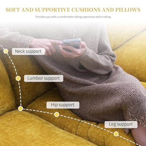 KIVENJAJA 118” Yellow Chenille Modular Sectional Sofa