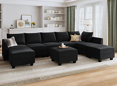 Oversized U-Shaped Modular Sofa with Storage Ottoman