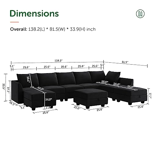 Oversized U-Shaped Modular Sofa with Storage Ottoman