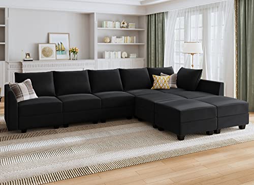 Oversized U-Shaped Modular Sofa with Storage Ottoman
