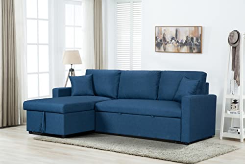 Fransoul 82" L-Shaped Convertible Sleeper Sofa - Black