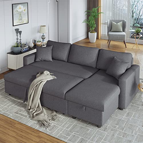 Reversible Sleeper Sectional Sofa with Storage Chaise