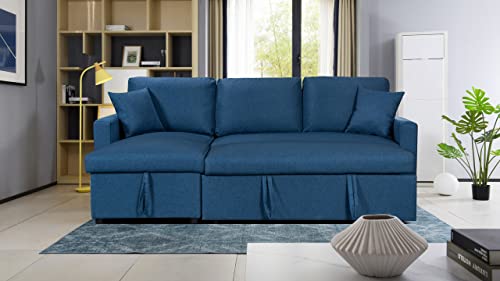 Fransoul 82" L-Shaped Convertible Sleeper Sofa - Black